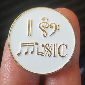 *2 for $13* I Love Music Round Badge Pin